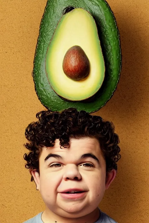 Prompt: 📷 gaten matarazzo head in avocado 🥑, made of food, head portrait, dynamic lighting, 4 k