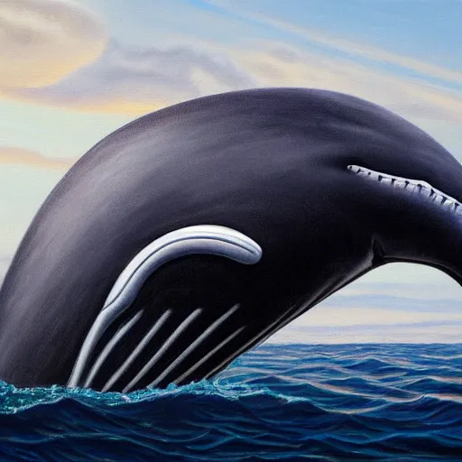 Prompt: a creature with a race car motor engine as its head and the body of a cachalot. a highly detailed, photorealistic painting, an unreal creature, a cachalot whale, a marine creature, 8 k, cyber - punk