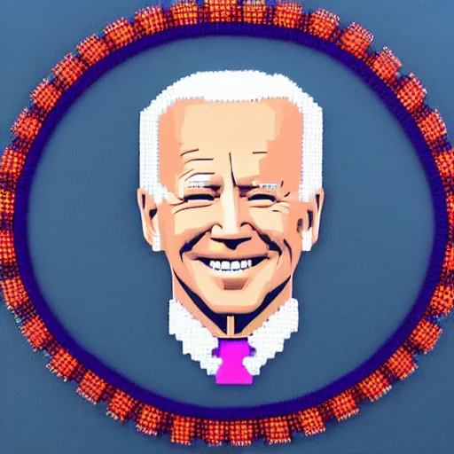 Image similar to A beadwork portrait of Joe Biden