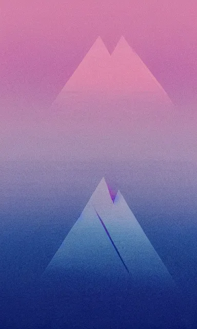 Prompt: inverted! triangle rising out of a serene ocean, calm tones, muted tones, pink, blue, lilac, smooth gradient, album cover, minimalist, expressionist