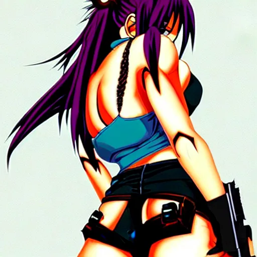 Prompt: style of madhouse anime, revy from black lagoon