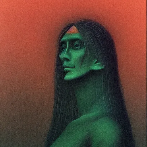 Image similar to Mona in the style of Zdzislaw Beksinski