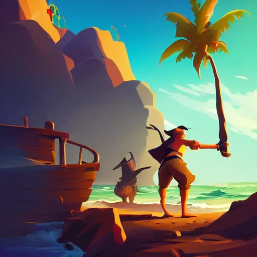 Image similar to painting treasure on sea of thieves game smooth median photoshop filter cutout vector, behance hd by jesper ejsing, by rhads, makoto shinkai and lois van baarle, ilya kuvshinov, rossdraws global illumination