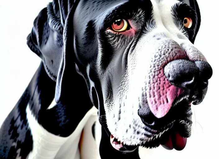 Image similar to great dane, white background, cartoon, high detail