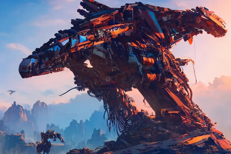 Image similar to glinthawk machine mecanical creature robot of horizon forbidden west horizon zero dawn radiating a glowing aura global illumination ray tracing hdr fanart arstation by ian pesty and alena aenami artworks in 4 k