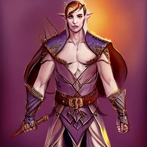 Image similar to portrait of pretty boy elvish tiefling with pointy ears and long dark hair, armored, fantasy, art