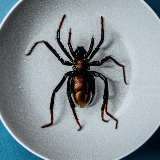 Image similar to Food photography michelin star bowl of live spiders