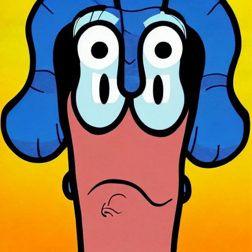 Image similar to handsome squidward portrait, cartoon network