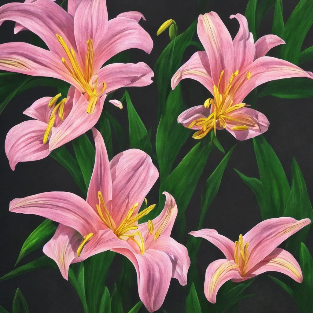 Image similar to high detail 3 d painting of a lily, 8 k, photorealistic, ultra realistic, hyperrealistic