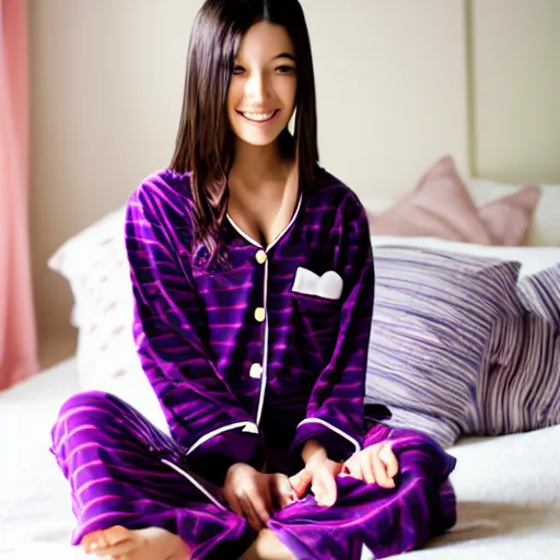 Image similar to photo of a cute girl wearing Japanese comfy pajamas, kawaii,