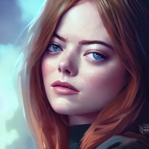 Image similar to fashion model emma stone ,digital art photorealistic art by greg rutkowski by wlop high detail comic sharp vector lineart dramtic lighting artstation by trevor henderson by rossd raws cinematic dramatic