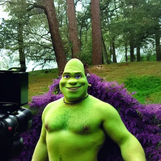 Image similar to shrek filming lifestyle video blog