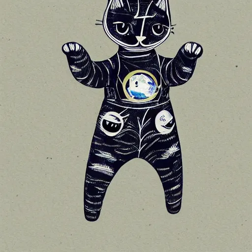 Image similar to cat illustartion cat wearing a space suit