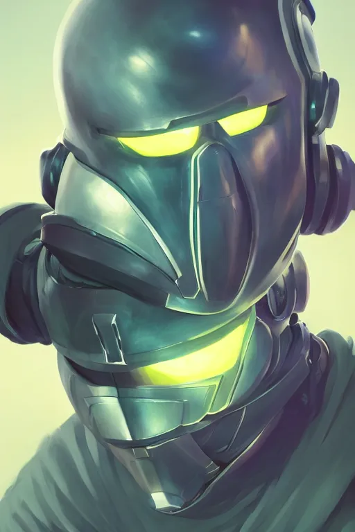 Image similar to epic mask helmet robot ninja portrait stylized as fornite style game design fanart by concept artist gervasio canda, behance hd by jesper ejsing, by rhads, makoto shinkai and lois van baarle, ilya kuvshinov, rossdraws global illumination radiating a glowing aura global illumination ray tracing hdr render in unreal engine 5