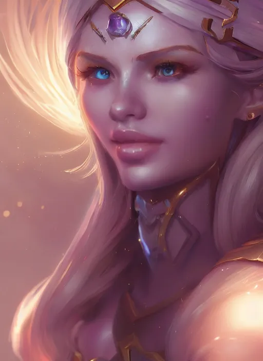 Image similar to lux, from league of legends, au naturel, hyper detailed, digital art, trending in artstation, cinematic lighting, studio quality, smooth render, unreal engine 5 rendered, octane rendered, art style by klimt and nixeu and ian sprigger and wlop and krenz cushart