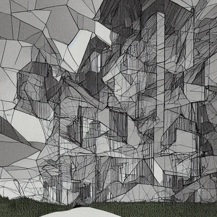 Image similar to a building in a landscape, trending on illustrationx
