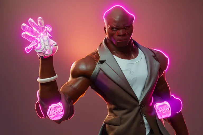 Image similar to doomfist, pink blazer, overwatch game, digital art, high detailed, unreal engine, artstation, 3 d render