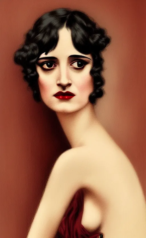 Prompt: portrait en buste flapper girl eva green, vesper lynd, vannessa ives, traditional corsican, intricate, highly detailed, artstation, illustration, jurgens, rutkowski, bouguereau, roaring 20s, 1920s gaudy color