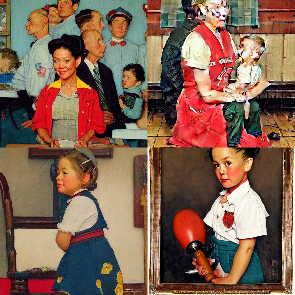 Prompt: Michelle Yoeh as a painting by Norman Rockwell