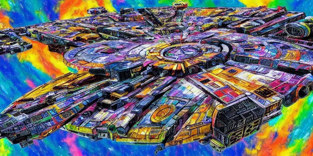 Image similar to colorful millenium falcon