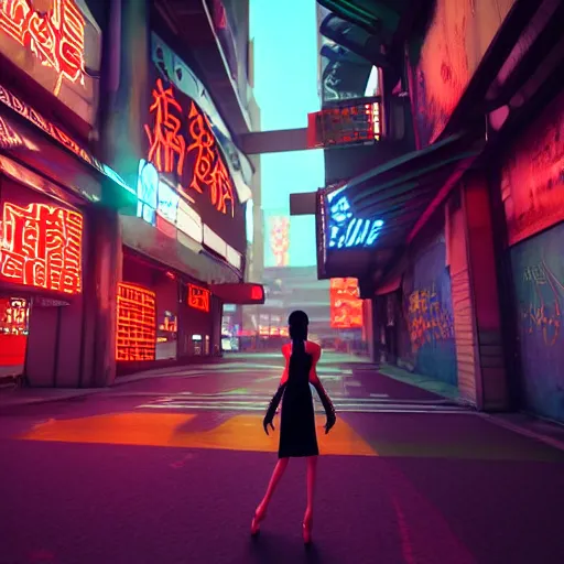Image similar to innovative avant-garde art, deco fashion, asian women, neon lights, highly detailed, photorealistic portrait, cyberpunk city street, night time, crisp quality and light reflections, unreal engine 5 quality render