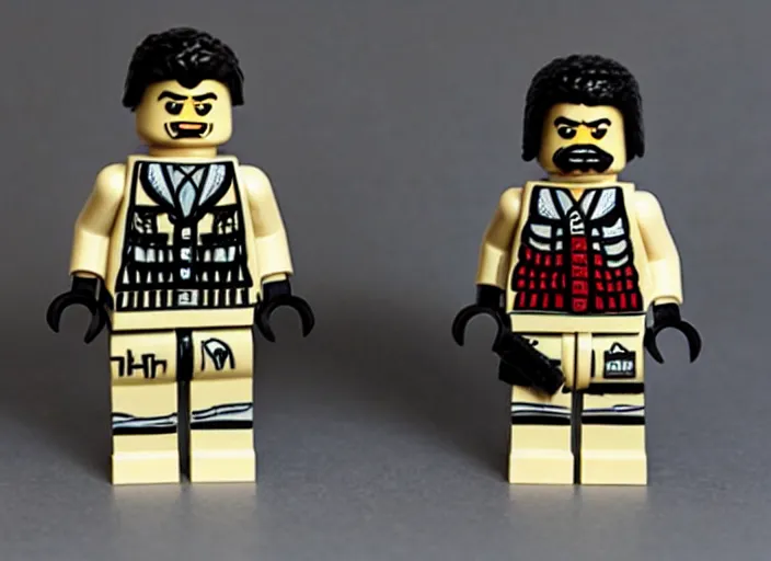 Image similar to saddam hussein lego minifigure playset, professional toy magazine photo