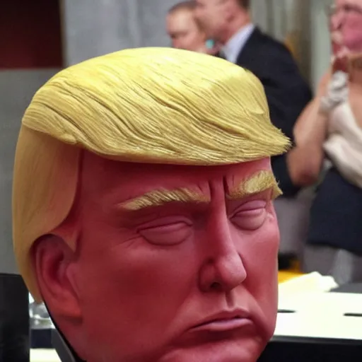 Prompt: donald trump's chopped off head collected by a vikingo