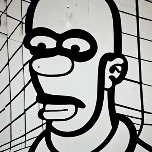 Image similar to low angle, constructivism monumental dynamic, graphic super flat style homer simpson by avant garde poet, illusion psychedelic art, shallow conceptual figurative art, cut up, flat detailed sculpture, controversial poster art, italian poster art, geometrical graffiti, no blur, low poly