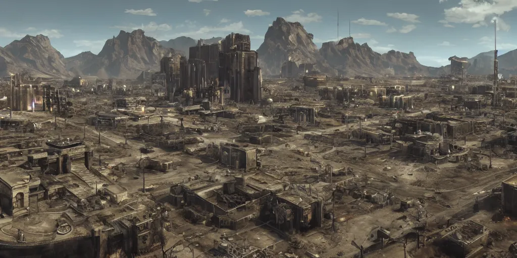 Image similar to brotherhood of steel from fallout : new vegas game, matte painting,