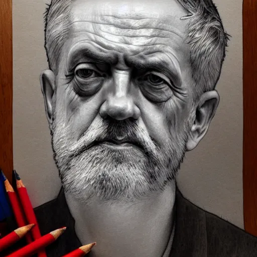 Image similar to amazing lifelike award winning pencil illustration of jeremy Corbyn trending on art station artgerm Greg rutkowski alphonse mucha cinematic