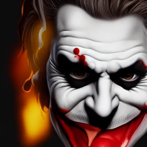 Image similar to Joker drinking a chocolate milkshake, hyperdetailed, artstation, cgsociety, 8k