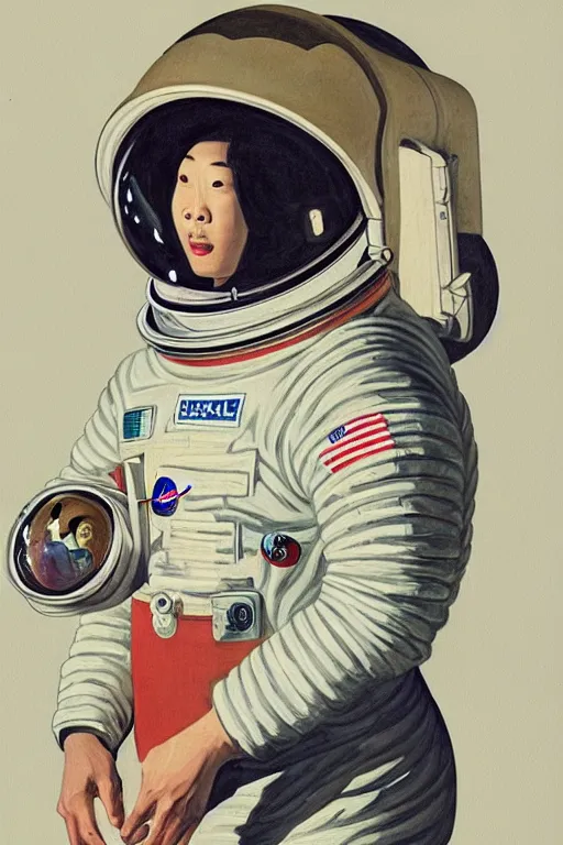 Image similar to portrait of a astronaut in astronaut helmets, by chinese meticulous painting