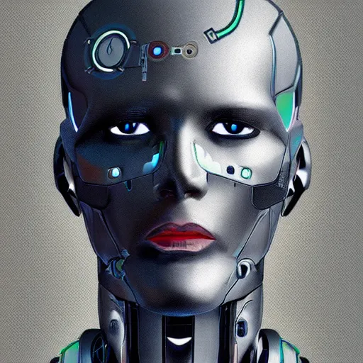 Prompt: cyborg robot profile portrait, detailed, character,