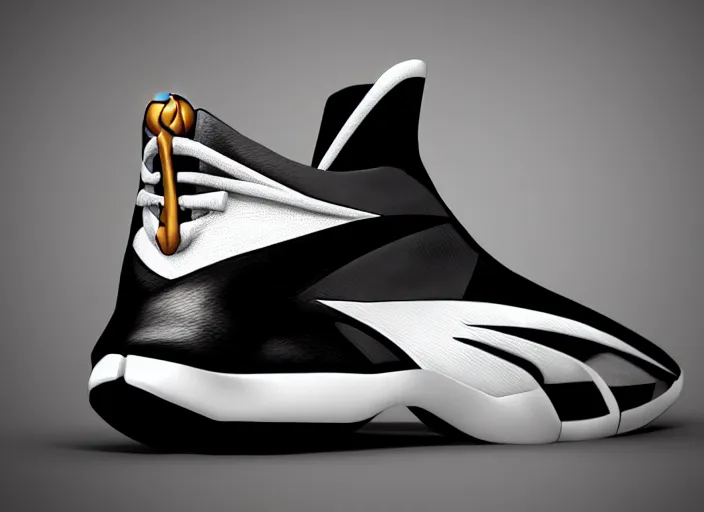 Prompt: basketball sneakers concept of namor, trending on artstation, smooth, sharp focus