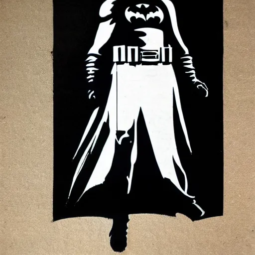 Image similar to batman silk screen banksy