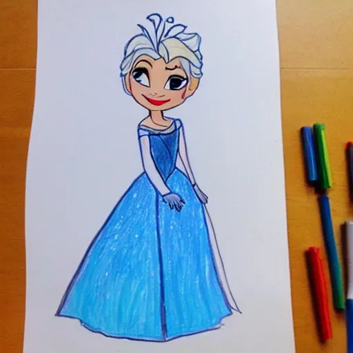 Image similar to child's drawing of elsa from frozen.