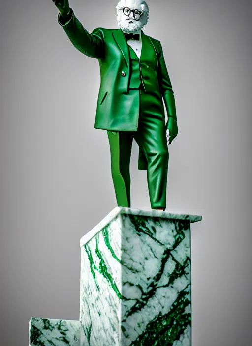 Prompt: colonel sanders as verde alpi marble statue by michaelangelo, high lights, 4 k, high detailed photography, 5 0 mm lens, depth of field, cinematic