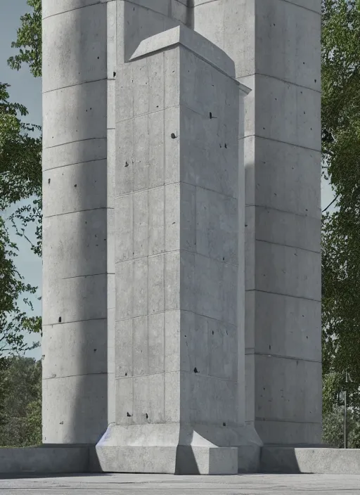 Prompt: highly detailed realistic architecture 3 d render of a concrete stele monument in frank gahry style standing on a side of a highway, archdaily, made in unreal engine 4 octane render