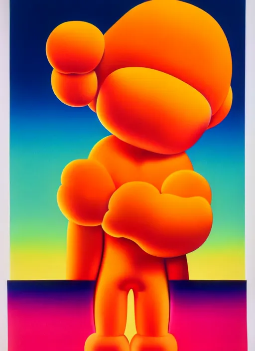 Image similar to puffy person by shusei nagaoka, kaws, david rudnick, airbrush on canvas, pastell colours, cell shaded, 8 k