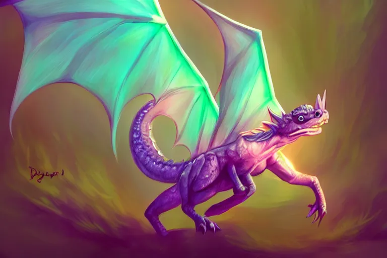 full body digital illustration of a baby dragon with, Stable Diffusion