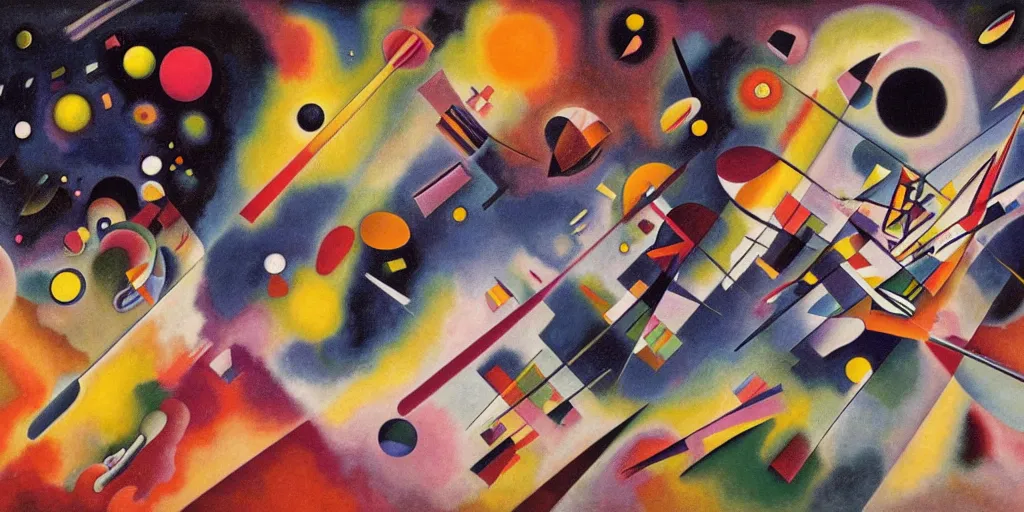 Prompt: ' a hyperreal dream in outerspace by wassily kandinsky'