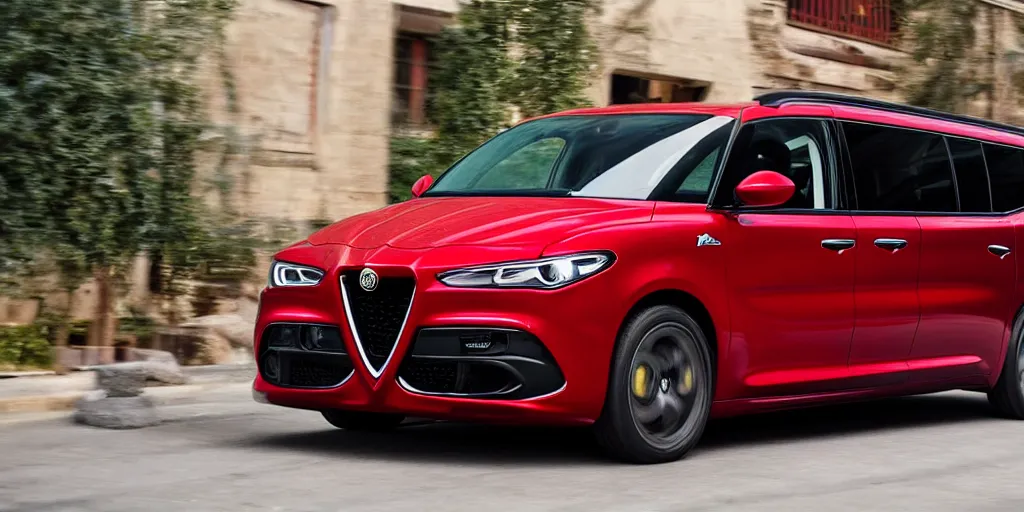 Image similar to 2022 Alfa Romeo Minivan, red