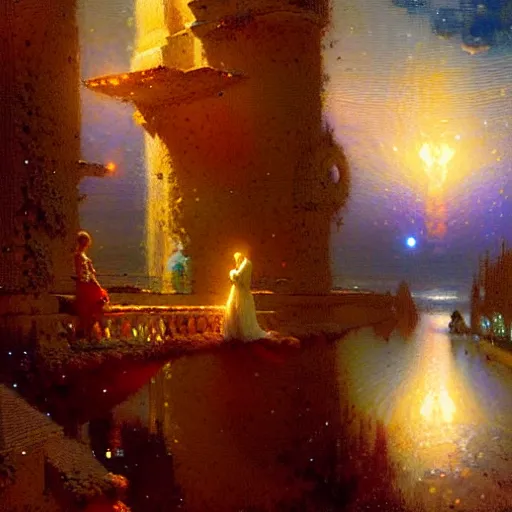 Image similar to the milk way up above, night time, midnight. highly detailed painting by gaston bussiere, greg rutkowski 8 k