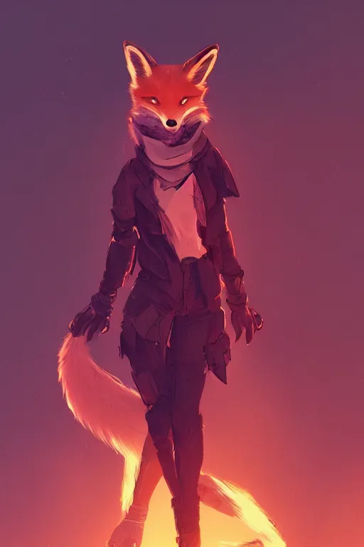 Image similar to a fox fursona, trending on artstation, by kawacy, furry art, digital art, cyberpunk, high quality, backlighting