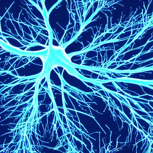 Prompt: a purkinje fluorescent neuron with elaborated dendrites