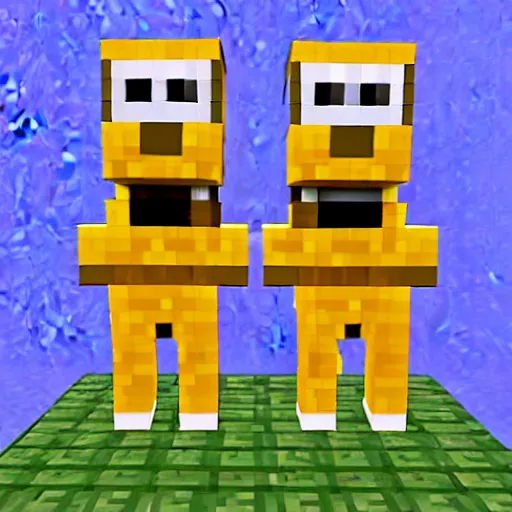 Image similar to Bert and Ernie in minecraft