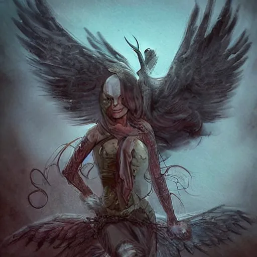 Image similar to post-apocalyptic female phoenix, dark ambiance, realism,