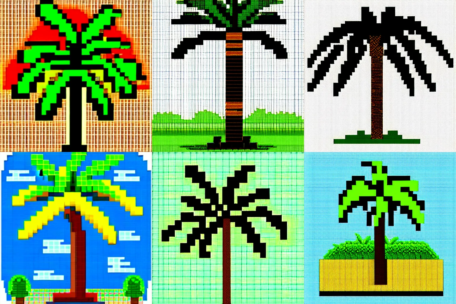 Prompt: palm tree, pixel art