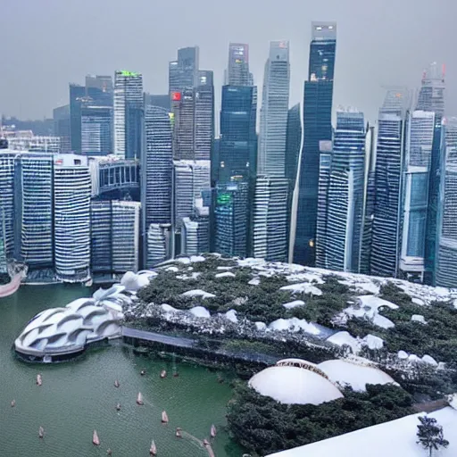 Image similar to a beautiful photograph of Singapore in snow