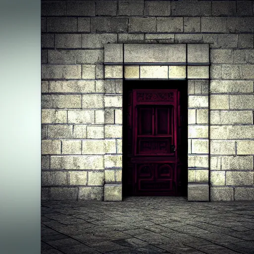 Prompt: photography, 3 d render, monster, door, window